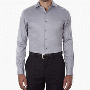 Van Heusen NWOT Grey Regular Fit Button Down Dress Shirt Size L( 16)